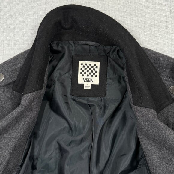 Vans Pike Moto Wool Blend Jacket Charcoal Gray Full Zip Front Size L Large - Picture 12 of 15